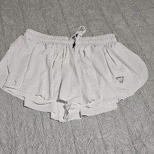 Women’s White Athletic Layered Running Shorts